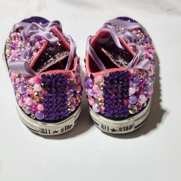 Custom Bling Converse All Star – Girls Size 2 - Picture 3 of 7